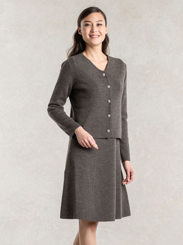 Charcoal Gray Milano Rib V-Neck Dress