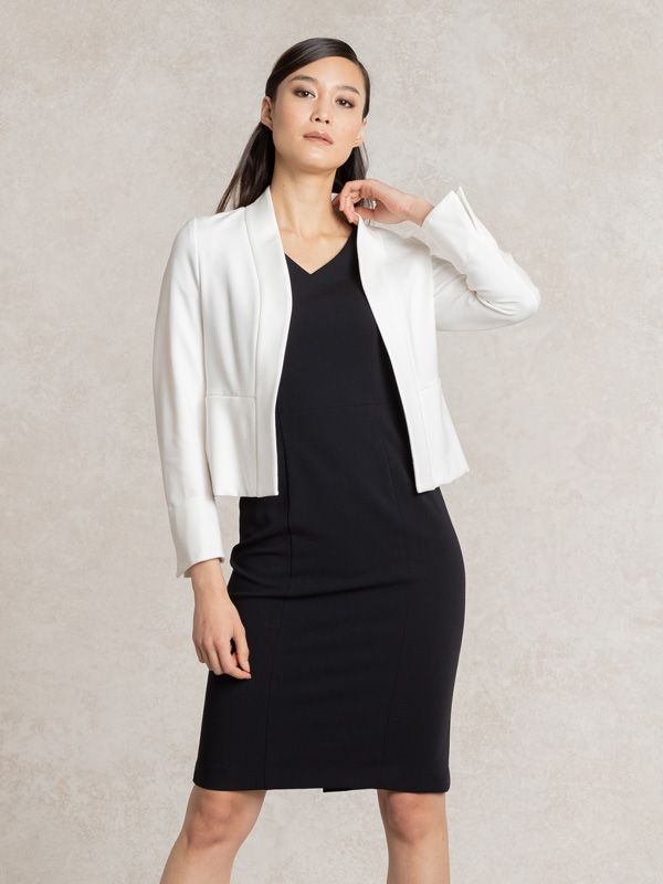 All-Season Material: Black V-Neck I-Line Dress