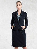 Cotton Blend: Navy Stretch Tailored Jacket