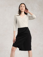 All-Season Material: Soy Milk X Black Asymmetry Dress