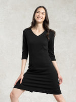 Setup: Black V-Neck I-Line Dress
