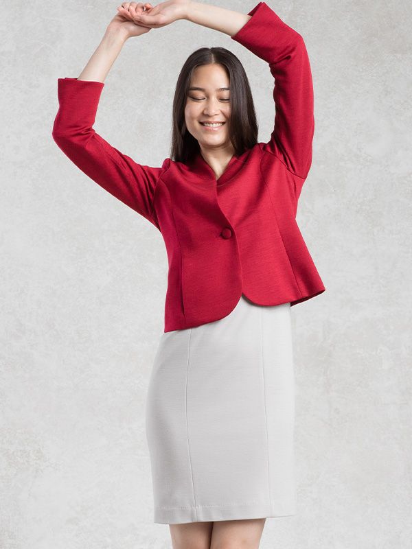 Red Collarless Jacket