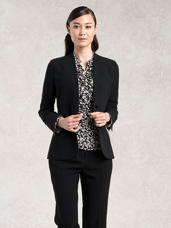 Suit Friendly: Black Long Collarless Jacket