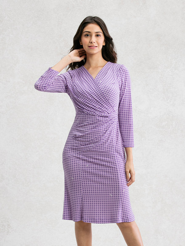 Lavender Cross Link Gather Dress