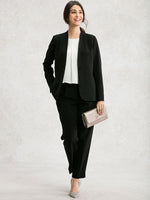 All-Season Material: Black I-Line Tuck Trousers