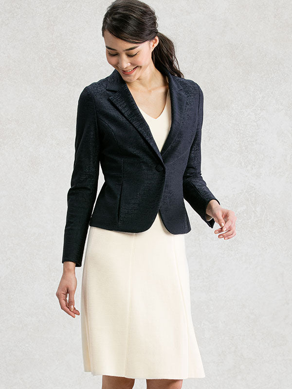 Navy Jacquard Tailored Jacket
