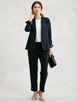 All-Season Material: Navy I-Line Tuck Trousers