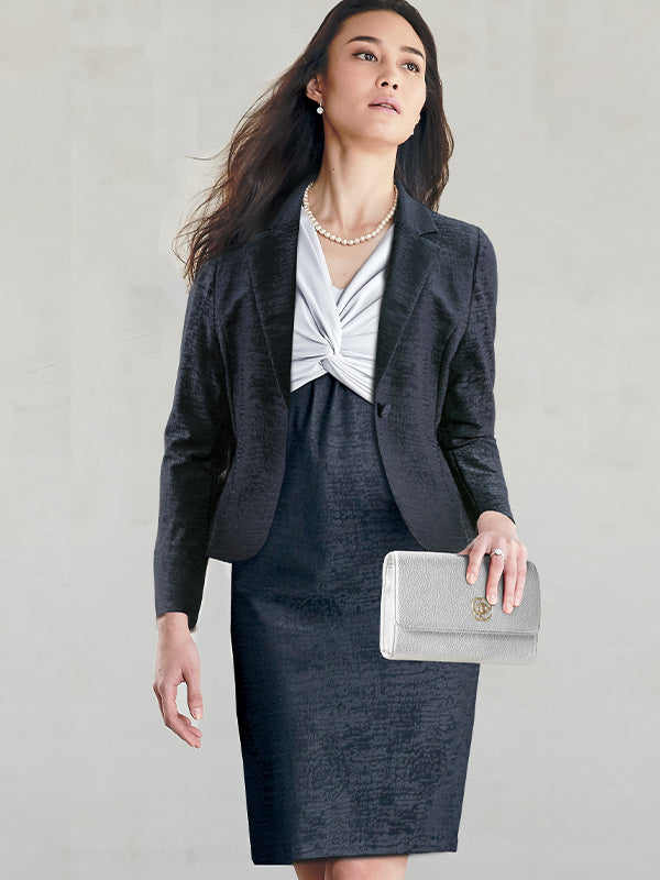 Navy Jacquard Tailored Jacket