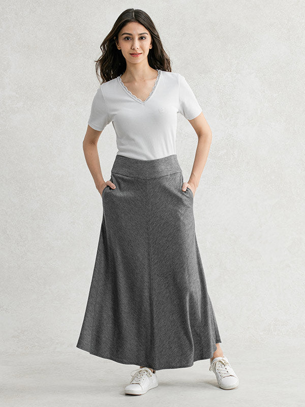 Long Length: Grey Bias Skirt