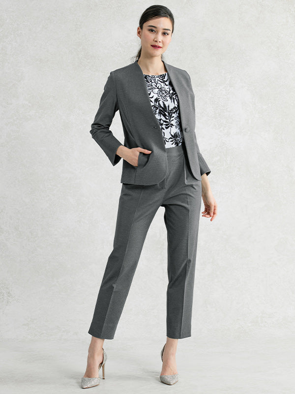 Cotton Blend: Gray Stretch I-Line Trousers