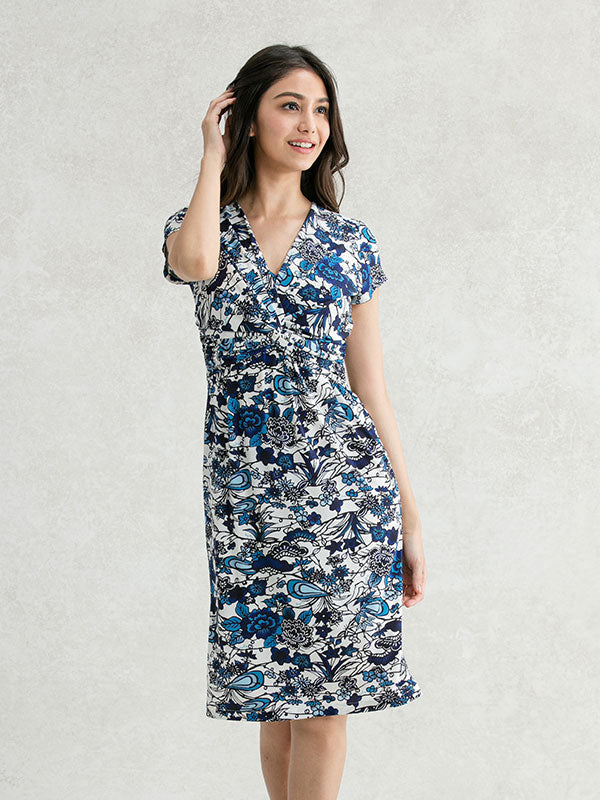 Japanese Pattern: Azure Ryukyu-Bingata Twist Dress