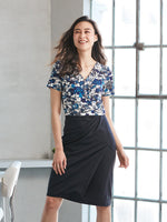Japanese Pattern: Azure Ryukyu-Bingata X Navy Asymmetry Dress