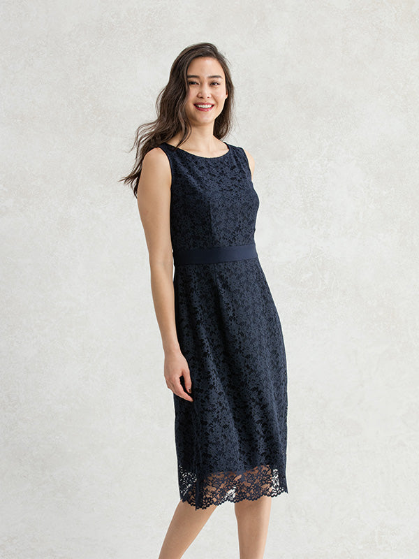Navy Lace Flare Dress