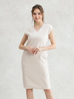Suit Friendly: Airy Stretch Beige Bizsack Dress