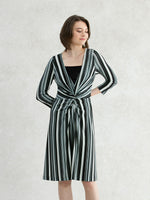 Striped V-Drape Dress