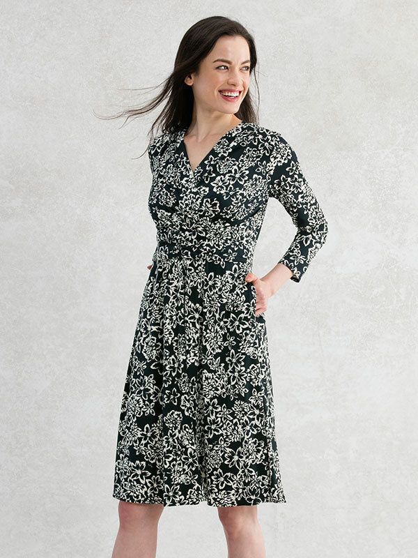 Navy Flower Marilyn Dress