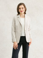 All-Season Material: Greige Long Tailored Jacket