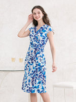 Blue Leaf Gathered Dress