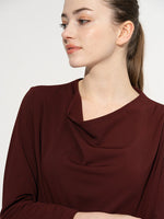 Burgundy Midi Cowl Neck Dress