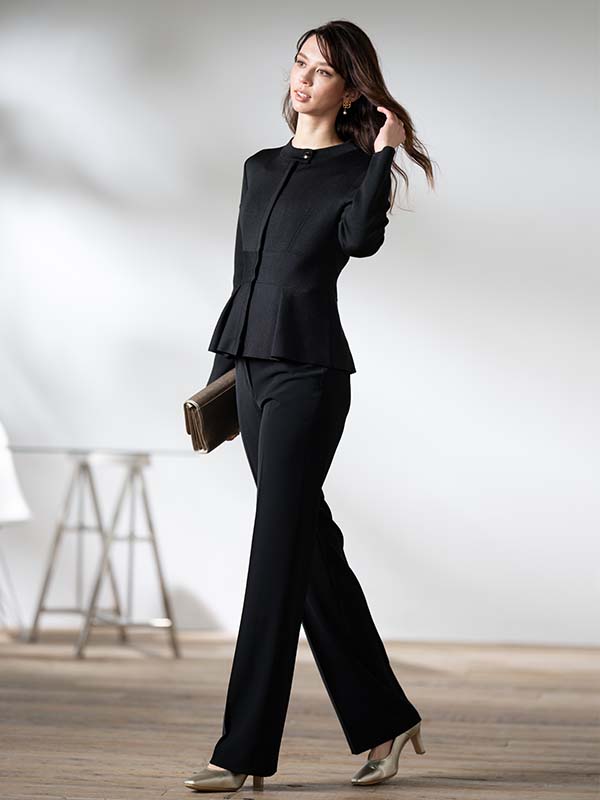 All-Season Material: Smart Stretch Black Straight Pants
