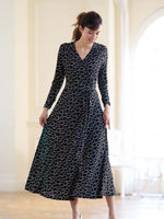 Long Length: Black Giraffe Long Cache-Coeur Ribbon Dress