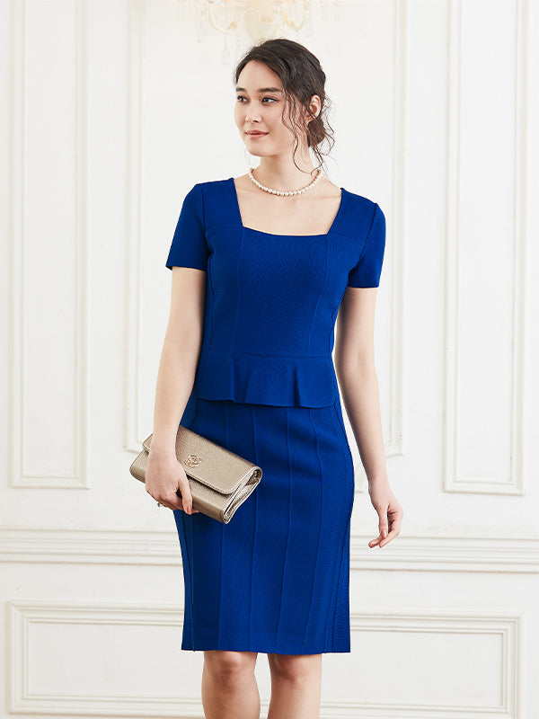 Washable Knit: Royal Blue Tacking Knit Dress