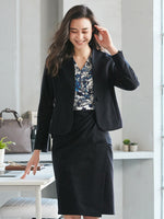 Cotton Blend: Navy Stretch Collarless Jacket