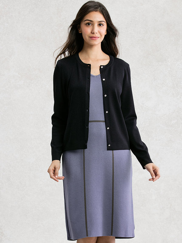 Navy Crew-Neck Cardigan