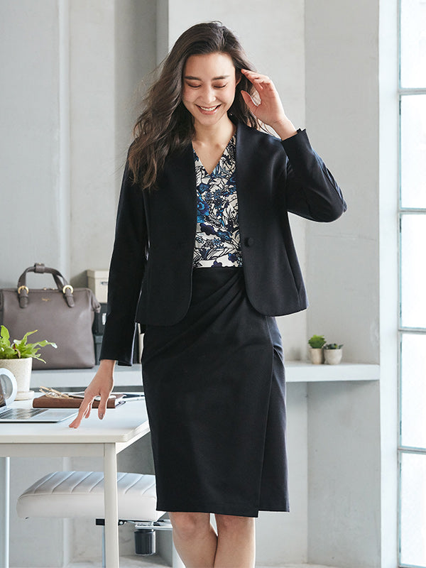 Japanese Pattern: Azure Ryukyu-Bingata X Navy Asymmetry Dress