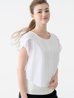White Short Sleeve Double Layer Chiffon Top