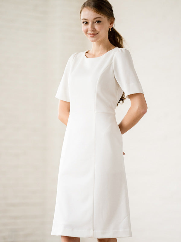 Double Jersey: Double Jersey White A-Line Dress