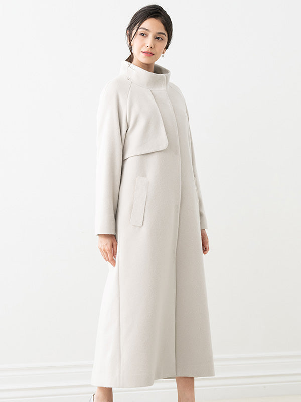 Fur Free Long Coat: White Gray White Gray