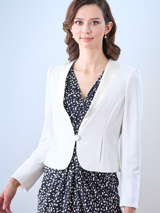 Smart Stretch White Button Bolero Jacket
