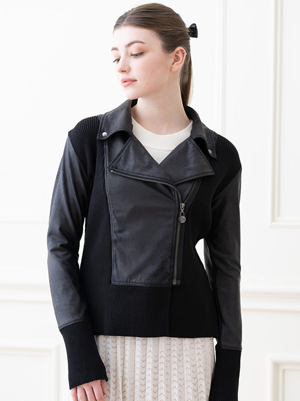 Black Knit Docking Riders Jacket