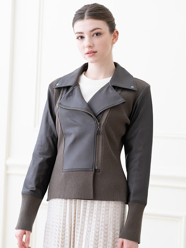 Khaki Knit Docking Riders Jacket