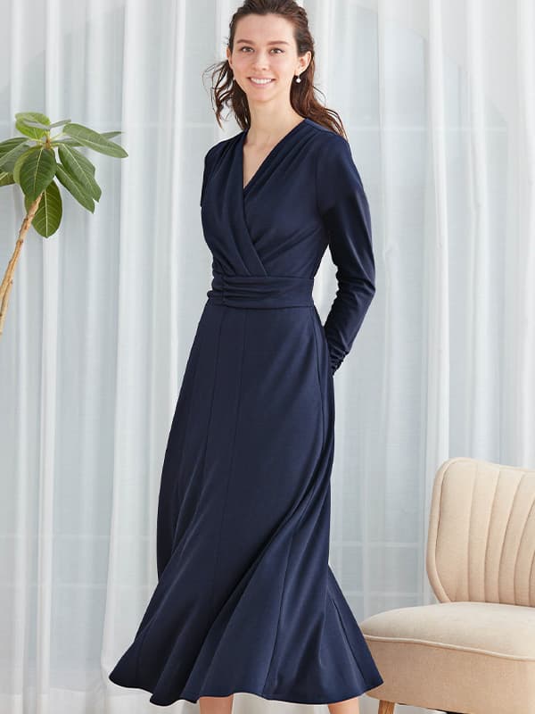 Navy Long Marilyn Dress (with anti-static petticoat)