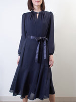 Stretch Chiffon: Stretch Chiffon Navy Long Mermaid Dress