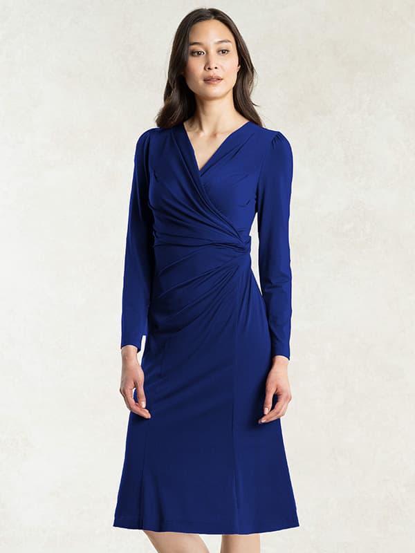 Royal Blue Gathered Dress (with Anti-Static Petticoat)