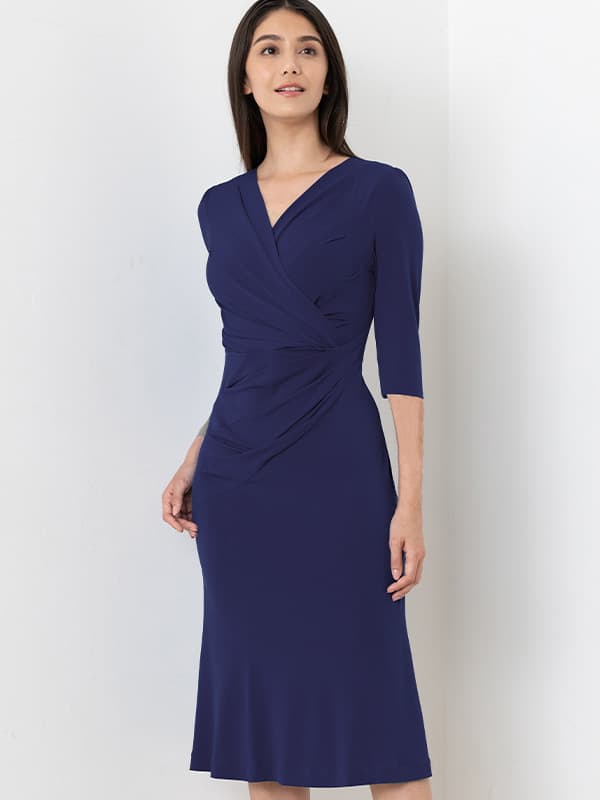 Navy Gather Dress