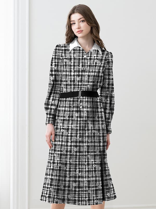 [Pluella Georgette] kay me Glen Check Princess Dress