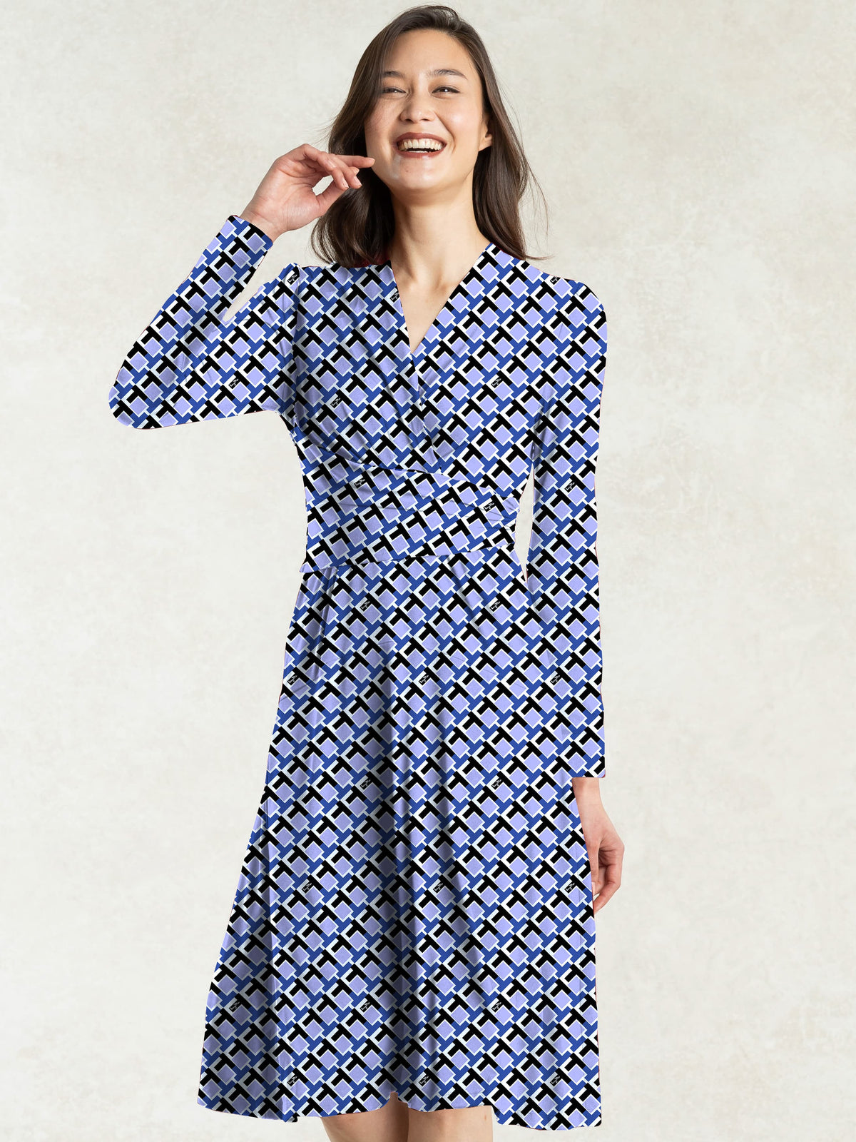 Silk-Like Purple King'S Road Cache-Coeur Dress