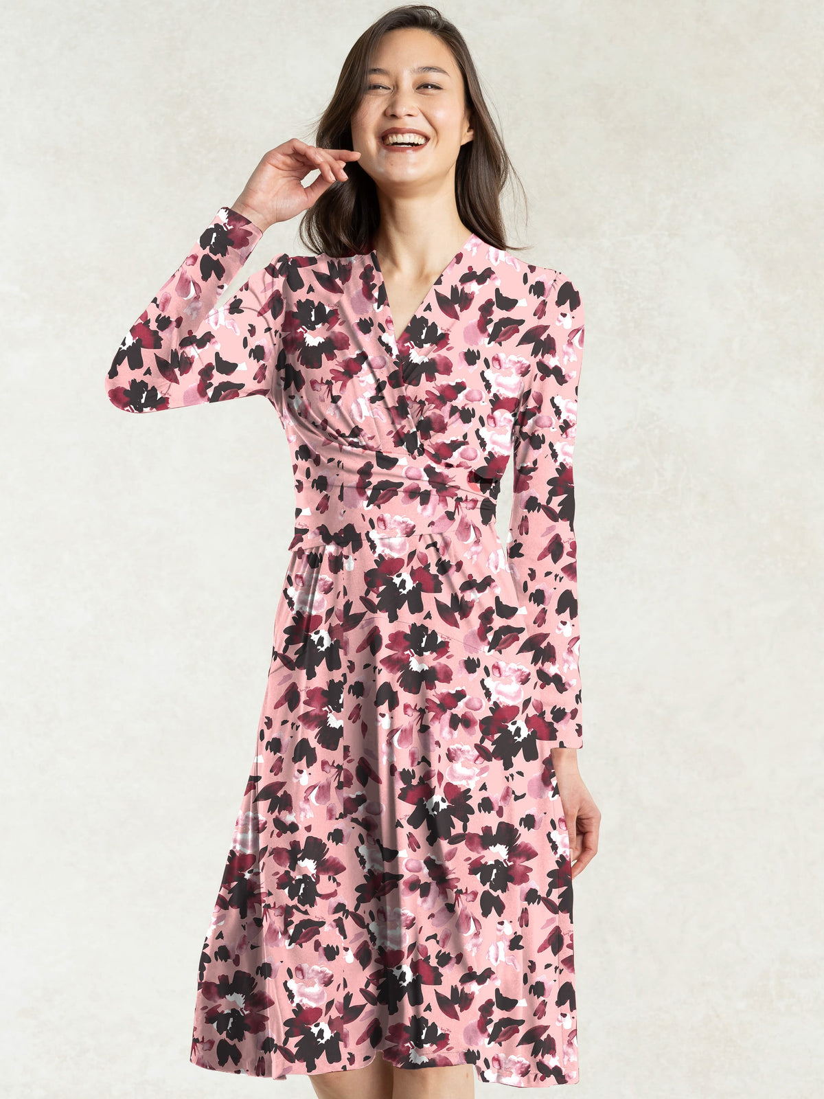 Silk-Like Pink Bella Cache-Coeur Dress