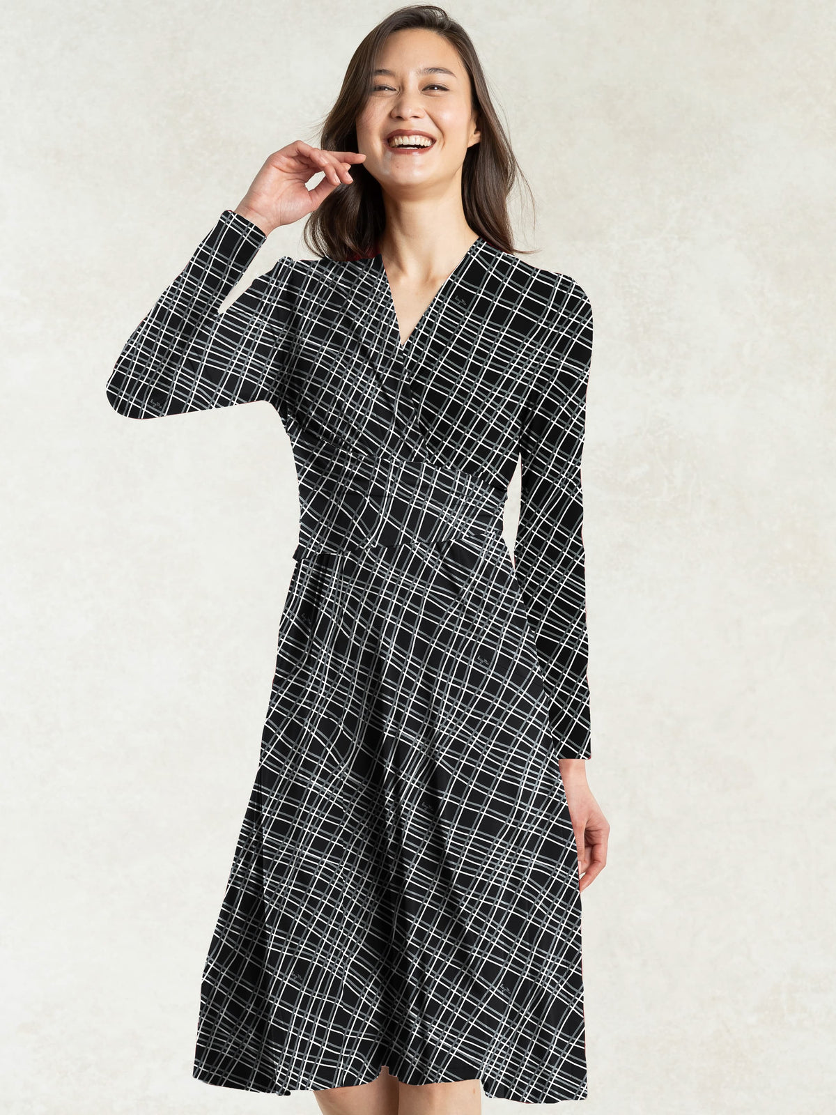 Black Check Cache-Coeur Dress
