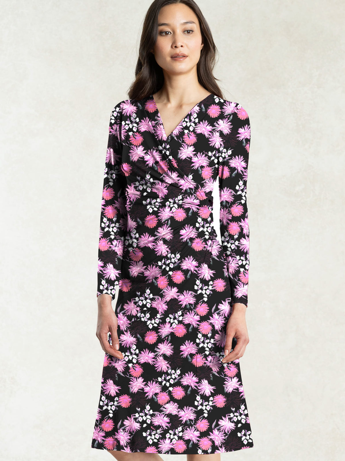 Black Pink Margaret Gather Dress